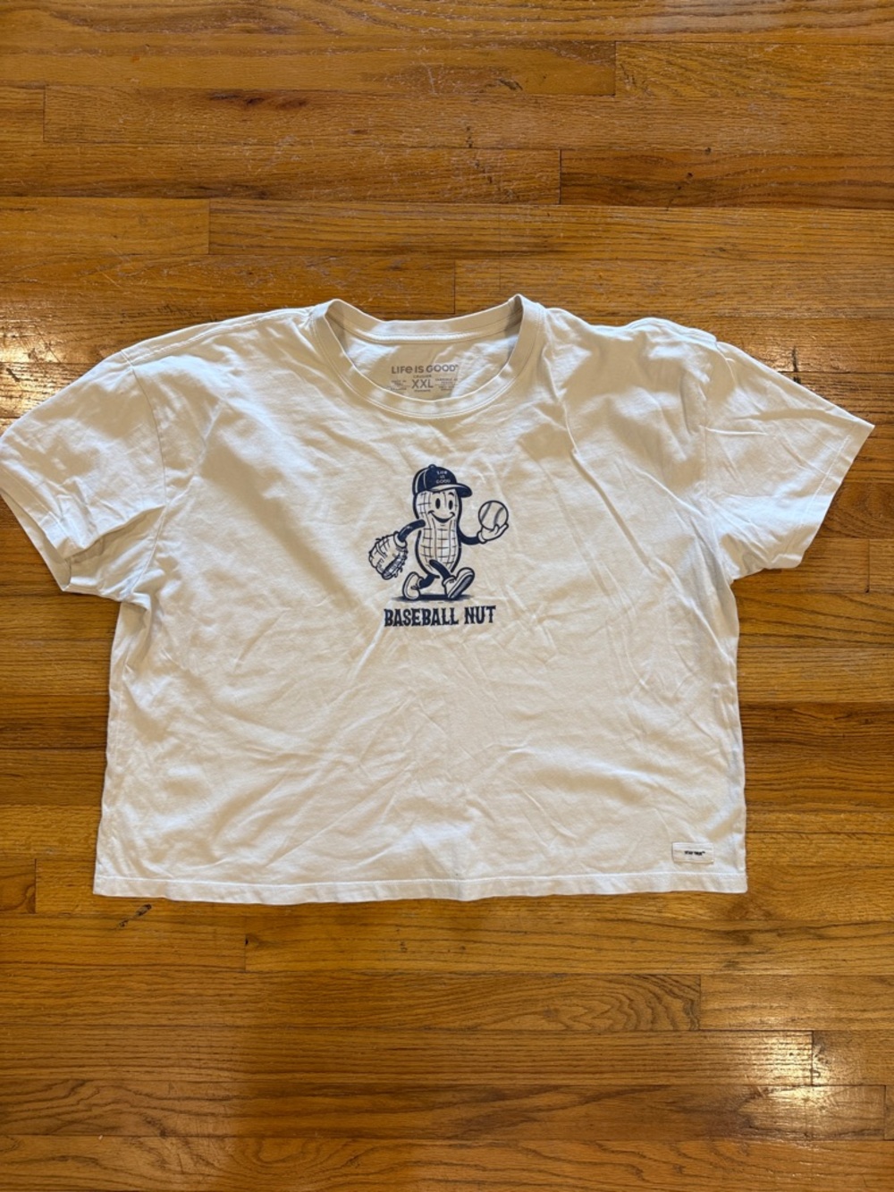 Life Is Good White womens' 'Baseball Nut' Graphic Tee